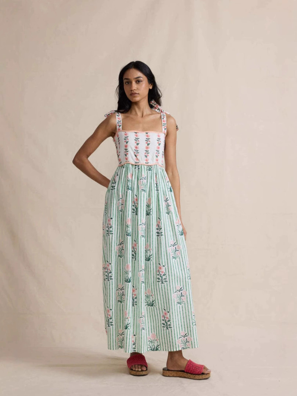 Zara Summer Printed Extra Full Swing Spaghetti Strap Slip Dress